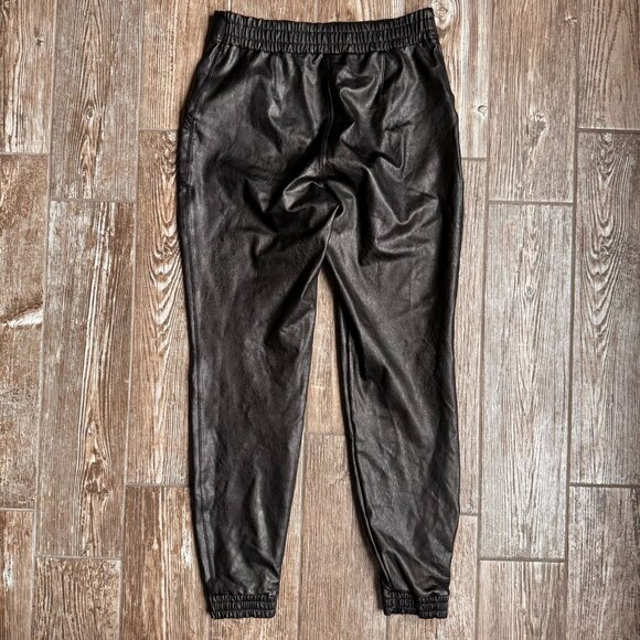 Spanx Faux Leather Jogger Pants Size Large Noir Black Vegan Utility Pocket 20283 - Picture 7 of 7